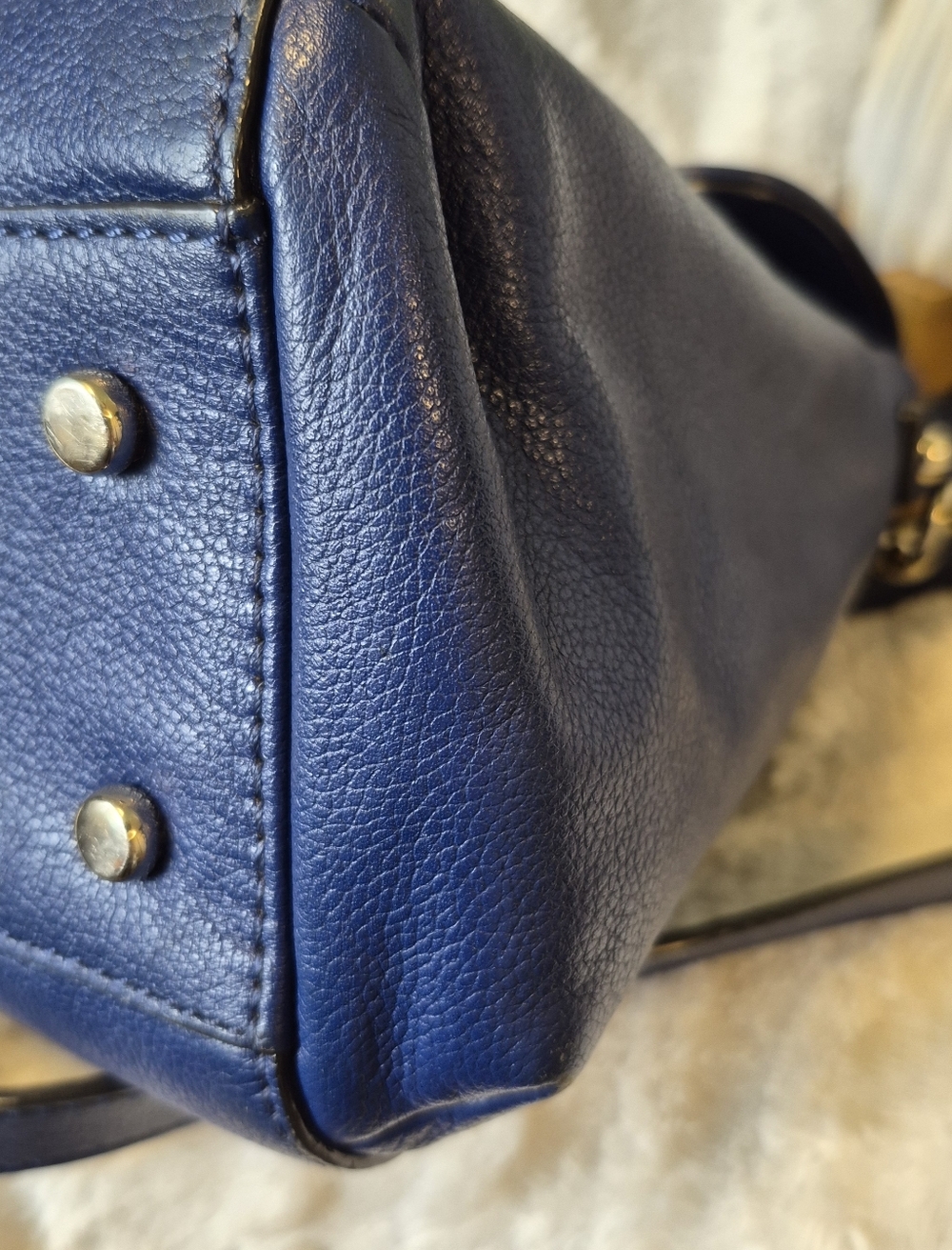 kate spade Navy Blue Top-Handle Satchel with Gold Hardware - Picture 9 of 16
